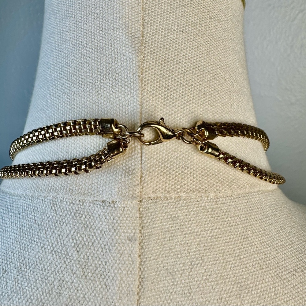 Multicolored Rhinestone and Resin Statement Bib Necklace Pink Orange White Gold - Picture 5 of 8